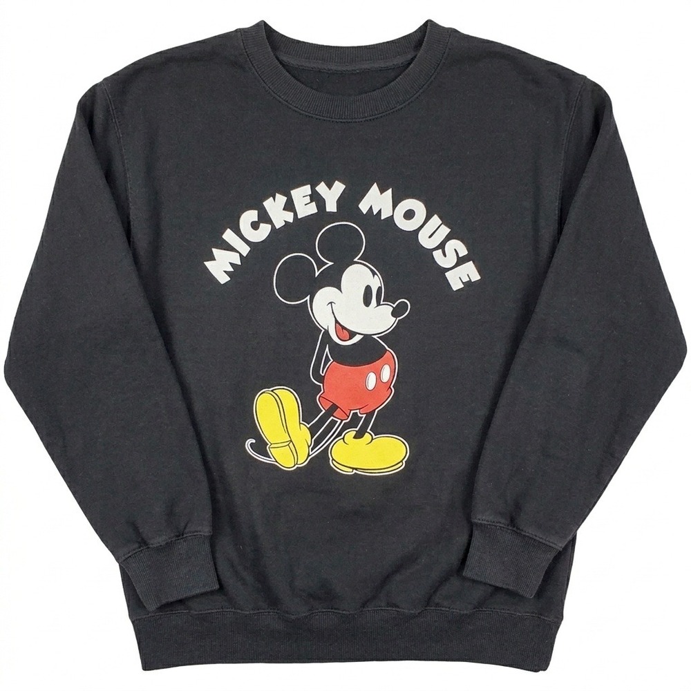 Disney Mickey Mouse Graphic Sweatshirt Black Crewneck Pullover‎ Medium